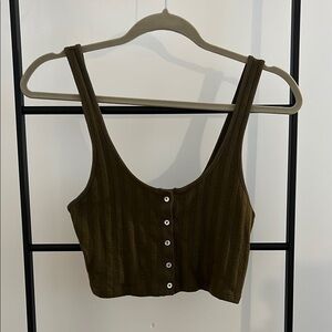 Free People Olive Cropped Tank